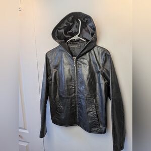 MACKAGE Vintage Early 2000 Y2K women Leather Jacket Black Size Medium Hoodie